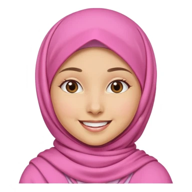 A medium light skin girl with pink hijab smile happily sticker