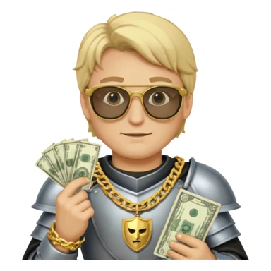 Knight with gold chain dark glasses money sticker
