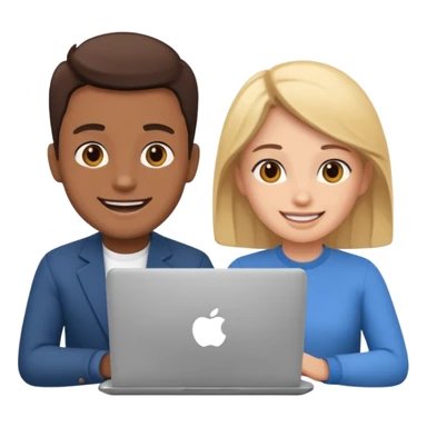 video meeting via laptop 2 people talking and smiling sticker