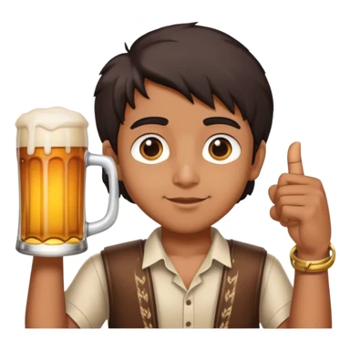 indian boy holding a massive beer sticker