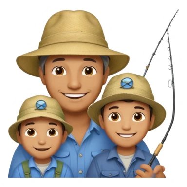 Father and son happy after catching a catfish sticker