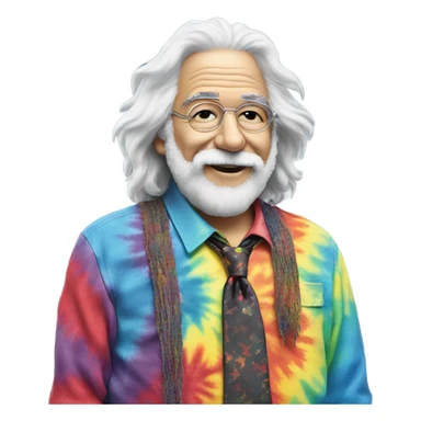 Jerry Garcia wearing a tie dye shirt  sticker