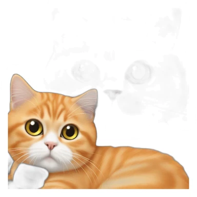 Orange persian young cat hugs the grey british shorthair cat sticker