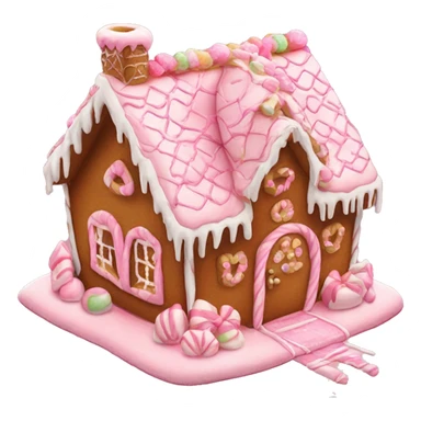 aesthetic gingerbread house with mini bow decorations and baby pink decorations  sticker