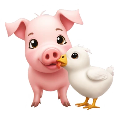 pig kiss baby chicken sticker
