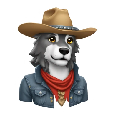 lobo gris con sombrero de vaquero sticker