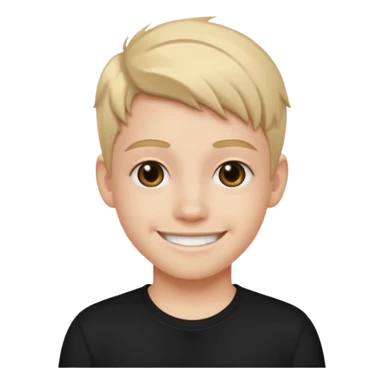 iOS memoji of a teen smiling, wearing black shirt sticker