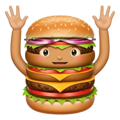 A living burger doing 67 gestures sticker