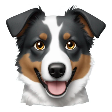 Blue heeler mixed with Australian shepherd with one one blue eye and one brown eye with black and white fur sticker