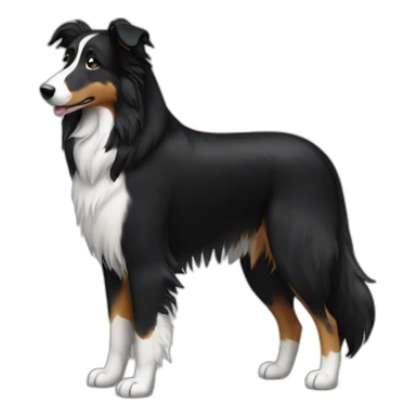 all black collie standing ears sticker