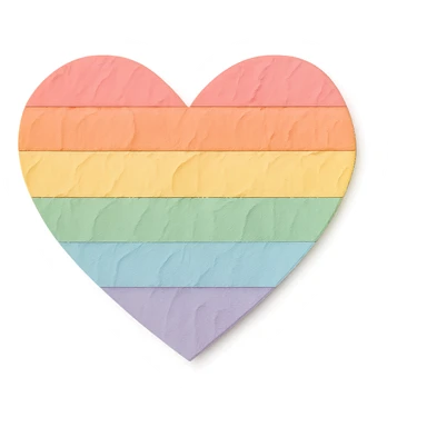 rainbow pride heart, paper craft style, no text, with a pastel color palette sticker