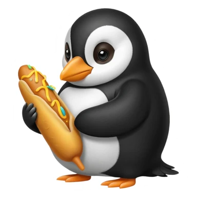 Penguin eating corn dog sticker