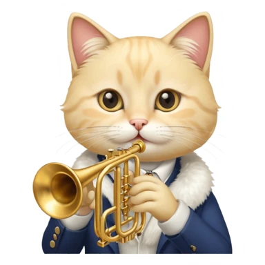 blonde cat play trumpeter, portrait sticker