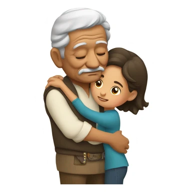 Old Mexican man hugging granddaughter  sticker