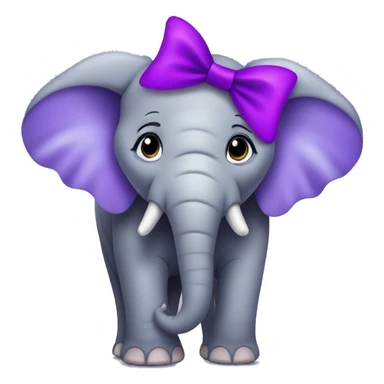 Elephant with a purple bow In hair sticker