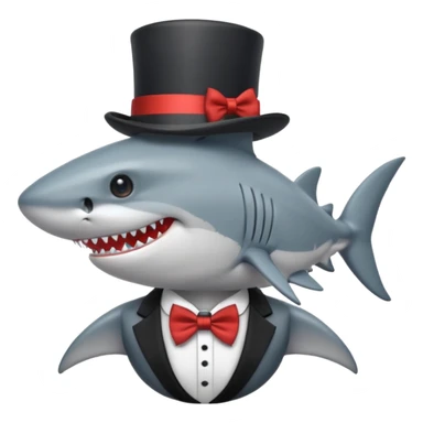 Shark with a top hat sticker