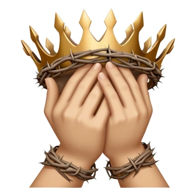 Praying hands with crown of thorns wrapped around sticker