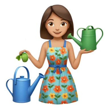 gardener woman with watering pot sticker