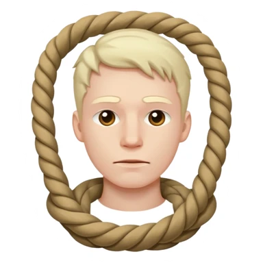 A man hung by his neck with a rope sticker