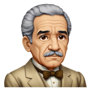 Cinematic Realistic Gabriel García Márquez Portrait Emoji, depicted as a visionary writer with a contemplative gaze in period attire, rendered with rich textures and warm literary lighting that captures his magical realism legacy. sticker