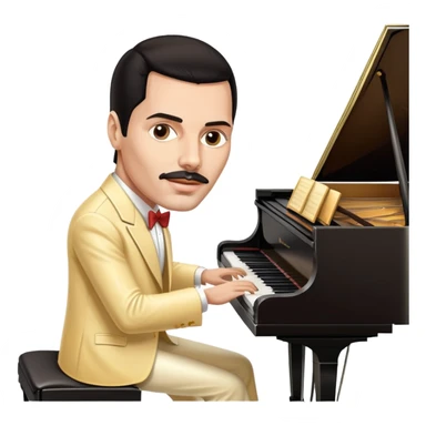 Freddie Mercury playing grand piano sticker