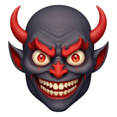 alastor the demon, smiling with his evil red eyes and long evil red teeth, looking evil and demonic and horrible and like a demon. sticker