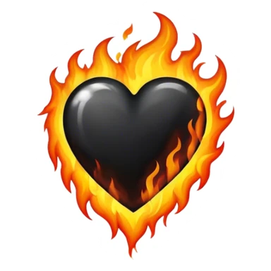 Black heart on fire sticker