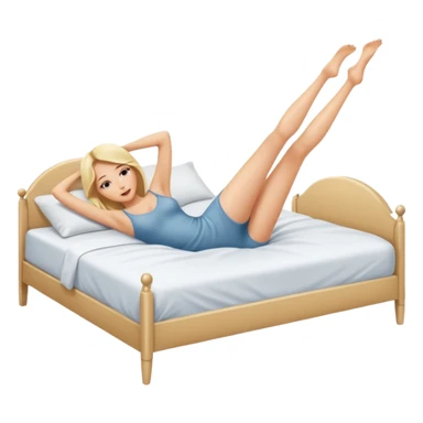 Nude woman, thin blonde, C Cup, lying in bed, legs raised up, ass showing, legs spread sticker
