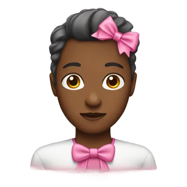 Human wearing a pink bow sticker