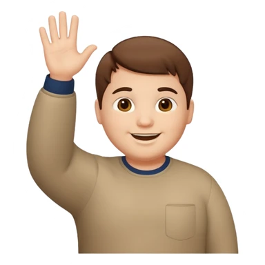 make a short brown hair guy who is chubby we can only see his head and he is waving sticker