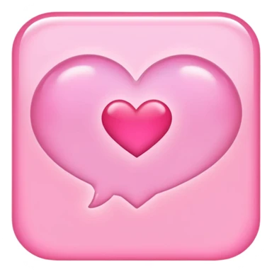 A cute pink iMessage-style typing bubble with several heart emojis gently rising out of it, glowing softly, showing constant loving thoughts/messages sticker