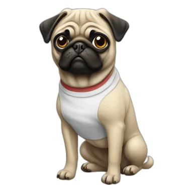 pug wearing a t-shirt sticker