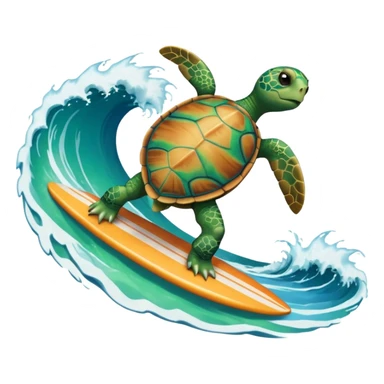 turtle on a surfboard riding the wave running from a explosion in the sea sticker
