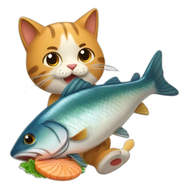 Gato comiendo un pescado sticker