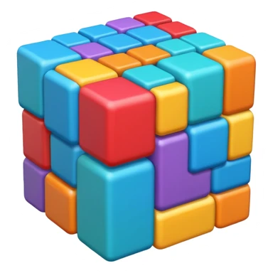 Block blast all forming an hexagon irregular but no hexagons, mized 3d sticker