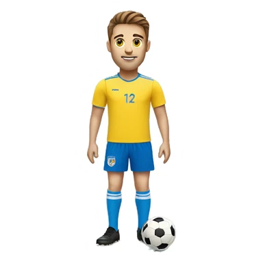 White face man, brown hair,soccer player in yellow shirt and blue shorts and blue socks sticker