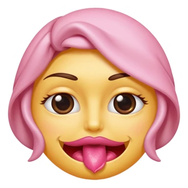 Un 😀 avec un doigt dans la bouche qui cligne des yeux, et il a un nœud sticker