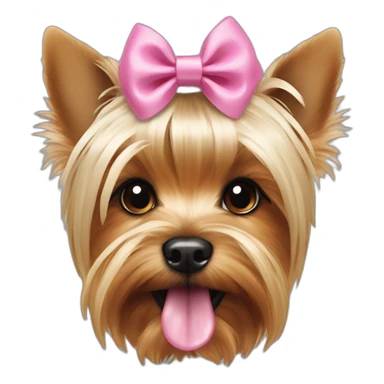 yorkshire terrier with the tongue and two little pink hairbow on the head sticker