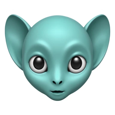 teal smooth alien with two rounded ears and big pure black eyes sticker