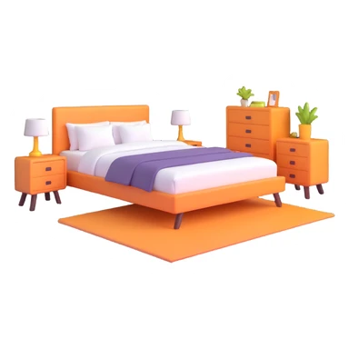 simple bedroom with white walls, bed, nightstand and dresser sticker