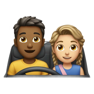 Boy and a girl in a car sticker