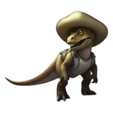 a cowbow dinosaur on the moon sticker