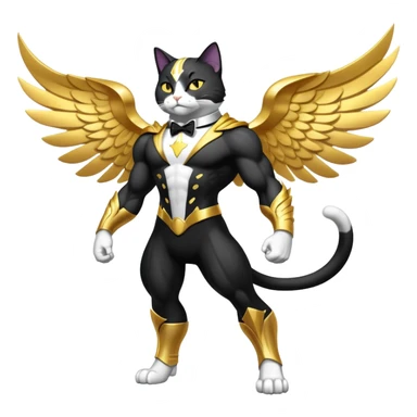 King Kong Super duper Transcendent celestial infinity cosmic galactic energy Mega neon unicorn dragon hydra hyper rare golden penguin Golden Divine god angel Omni Black and white Super muscular Buff sigma Gigachad cat full body tuxedo colored  sticker