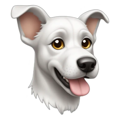 cute white-grey mongrel dog with big up ears sticker