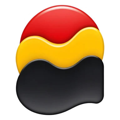 A wavy black and red rectangle with a medium sized yellow circle in the middle sticker