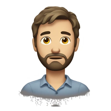 sad man with a beard and short scruffy medium brown hair wearing a buttoned shirt sticker