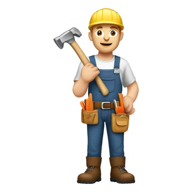 White ginger male carpenter wearing a tool belt holding a hammer  sticker