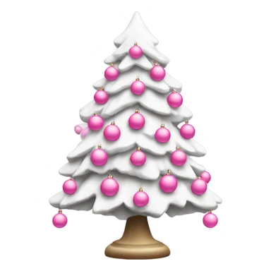 White Christmas tree with pink little ornament balls sticker
