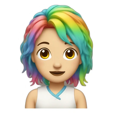 Chinese with rainbow hair sticker