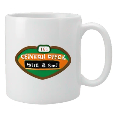 Mug with ‘central perk’ writing sticker